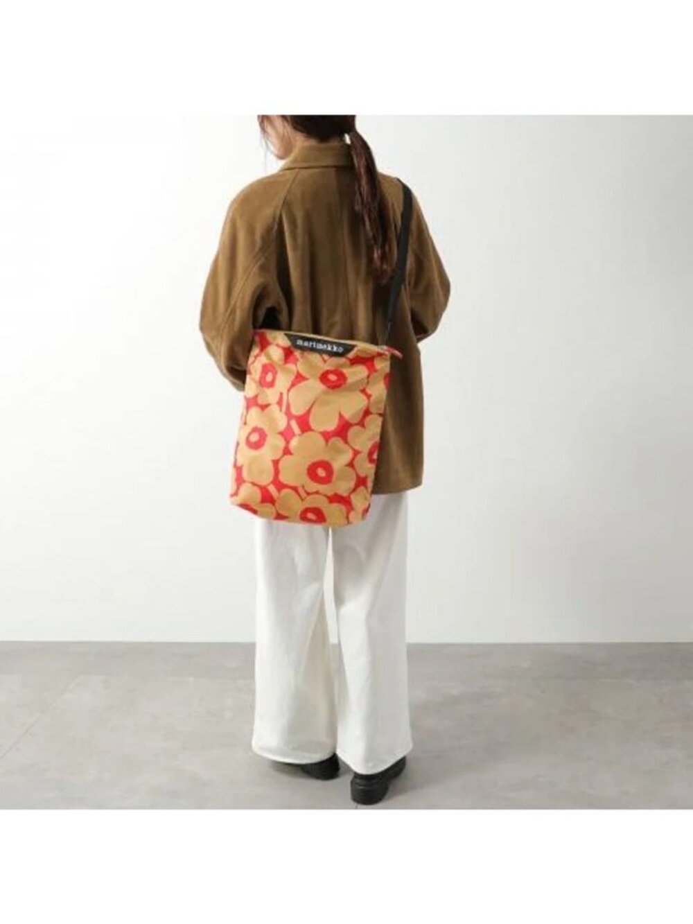 Marimekko Unikko Crossbody Shoulder Bag M Red/Beige Floral